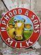 Vintage Hp Hood & Son Porcelain Sign Old Dairy Farm Milk Cow Cattle Advertising