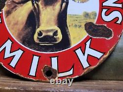 Vintage HP Hood & Son Porcelain Sign Old Dairy Farm Milk Cow Cream Farming 6