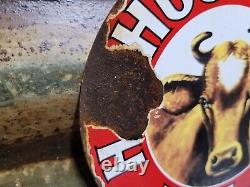 Vintage HP Hood & Son Porcelain Sign Old Dairy Farm Milk Cow Cream Farming 6