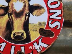 Vintage HP Hood & Son Porcelain Sign Old Dairy Farm Milk Cow Cream Farming 6