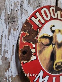 Vintage HP Hood & Son Porcelain Sign Old Dairy Farm Milk Cow Cream Farming 6