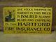 Vintage Hartford Insurance Sign Antique Old Nos 6119