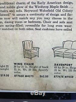 Vintage Heywood Wakefield Old Colony Maple Wing Chair Winthrop Finish Signed