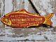Vintage Hibbard Spencer Bartlett Porcelain Sign Old Fishing Tackle Lures 24