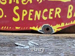 Vintage Hibbard Spencer Bartlett Porcelain Sign Old Fishing Tackle Lures 24