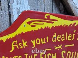Vintage Hibbard Spencer Bartlett Porcelain Sign Old Fishing Tackle Lures 24
