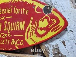Vintage Hibbard Spencer Bartlett Porcelain Sign Old Fishing Tackle Lures 24