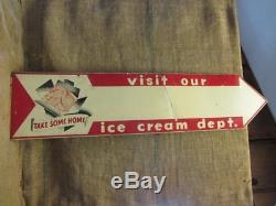 Vintage Ice Cream Department Arrow Sign Antique Old Dairy Grocery Store 9855