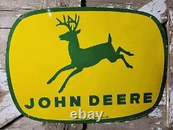 Vintage John Deere Porcelain Sign 3ft Old 1962 Quality Farm Tractor Equipment