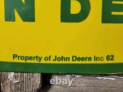 Vintage John Deere Porcelain Sign 3ft Old 1962 Quality Farm Tractor Equipment
