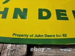 Vintage John Deere Porcelain Sign 3ft Old 1962 Quality Farm Tractor Equipment