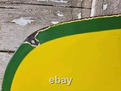 Vintage John Deere Porcelain Sign 3ft Old 1962 Quality Farm Tractor Equipment