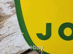 Vintage John Deere Porcelain Sign 3ft Old 1962 Quality Farm Tractor Equipment