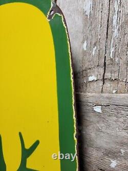 Vintage John Deere Porcelain Sign 3ft Old 1962 Quality Farm Tractor Equipment