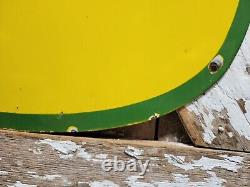 Vintage John Deere Porcelain Sign 3ft Old 1962 Quality Farm Tractor Equipment