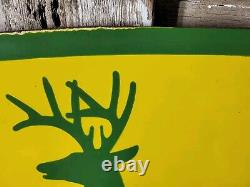 Vintage John Deere Porcelain Sign 3ft Old 1962 Quality Farm Tractor Equipment