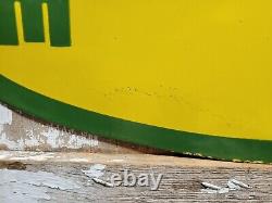 Vintage John Deere Porcelain Sign 3ft Old 1962 Quality Farm Tractor Equipment