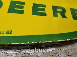 Vintage John Deere Porcelain Sign 3ft Old 1962 Quality Farm Tractor Equipment