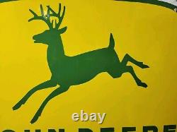 Vintage John Deere Porcelain Sign 3ft Old 1962 Quality Farm Tractor Equipment