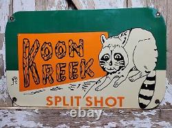 Vintage Koon Kreek Porcelain Sign Old Firearm Gun Shotgun Rifle Split Phot Ammo