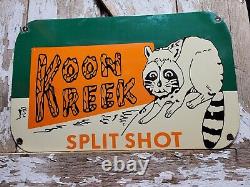 Vintage Koon Kreek Porcelain Sign Old Firearm Gun Shotgun Rifle Split Phot Ammo
