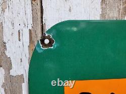 Vintage Koon Kreek Porcelain Sign Old Firearm Gun Shotgun Rifle Split Phot Ammo