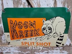Vintage Koon Kreek Porcelain Sign Old Firearm Gun Shotgun Rifle Split Phot Ammo