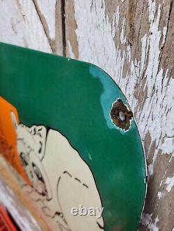 Vintage Koon Kreek Porcelain Sign Old Firearm Gun Shotgun Rifle Split Phot Ammo