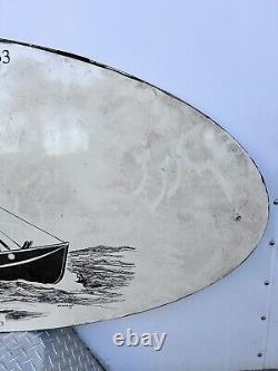 Vintage Large Steel Sign Antique Ship Salmon Troller 1933 60x28 Boat Fishing Old