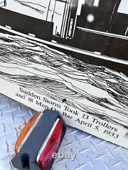 Vintage Large Steel Sign Antique Ship Salmon Troller 1933 60x28 Boat Fishing Old