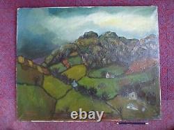 Vintage Large old Oil painting Constantine Sterio Deniolen Welsh Art Snowdonia