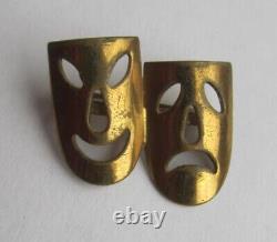 Vintage Masks Brooch Sign Theater Happy Face Bronze Art Fashion Rare Old 20th