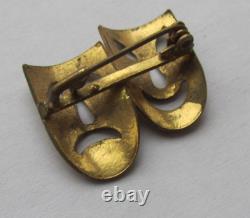 Vintage Masks Brooch Sign Theater Happy Face Bronze Art Fashion Rare Old 20th