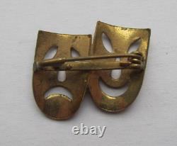 Vintage Masks Brooch Sign Theater Happy Face Bronze Art Fashion Rare Old 20th