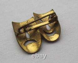 Vintage Masks Brooch Sign Theater Happy Face Bronze Art Fashion Rare Old 20th