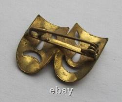 Vintage Masks Brooch Sign Theater Happy Face Bronze Art Fashion Rare Old 20th