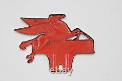 Vintage Mobil Pegasus Antique Gas Oil License Plate Topper Sign New Old Stock