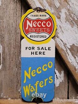 Vintage Necco Wafers Porcelain Sign Old Store Confectionary Sweet Food Candy 9