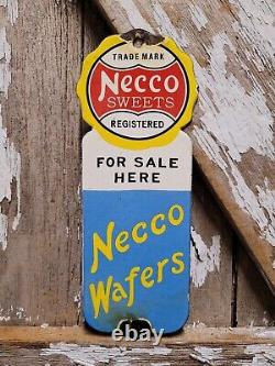 Vintage Necco Wafers Porcelain Sign Old Store Confectionary Sweet Food Candy 9