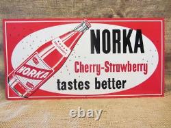 Vintage Norka Cherry-Strawberry Drink Sign Antique Old Beverage Soda Cola 9881