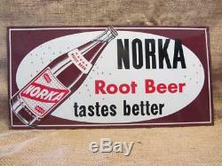 Vintage Norka Root Beer Drink Sign Antique Old Beverage Soda Cola RARE 9880