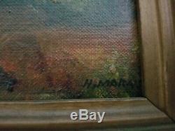 Vintage Oil Painting Landscape Farm on Artist Board Signed Framed Nice Old Frame
