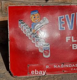 Vintage Old Antique Eveready Light Bulb Batteries Ad Porcelain Enamel Sign Board