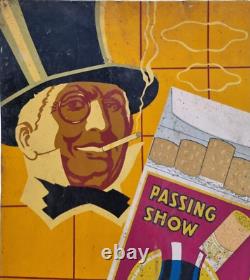 Vintage Old Antique Passing Show Cigarette Ad. Litho Tin Sign Board Collectible