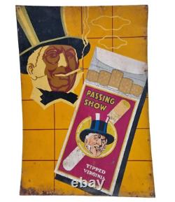 Vintage Old Antique Passing Show Cigarette Ad. Litho Tin Sign Board Collectible