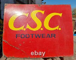 Vintage Old Antique Rare C. S. C. Footwear Adv. Porcelain Enamel Sign Board