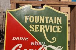 Vintage Old Antique Rare Coca-Cola Fountain Service Porcelain Enamel Sign Board