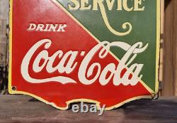 Vintage Old Antique Rare Coca-Cola Fountain Service Porcelain Enamel Sign Board