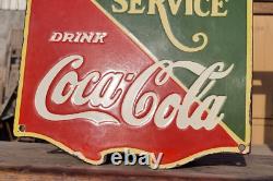 Vintage Old Antique Rare Coca-Cola Fountain Service Porcelain Enamel Sign Board