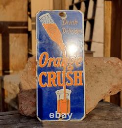 Vintage Old Antique Rare Drink Orange Crush Embossed Porcelain Enamel Sign Board